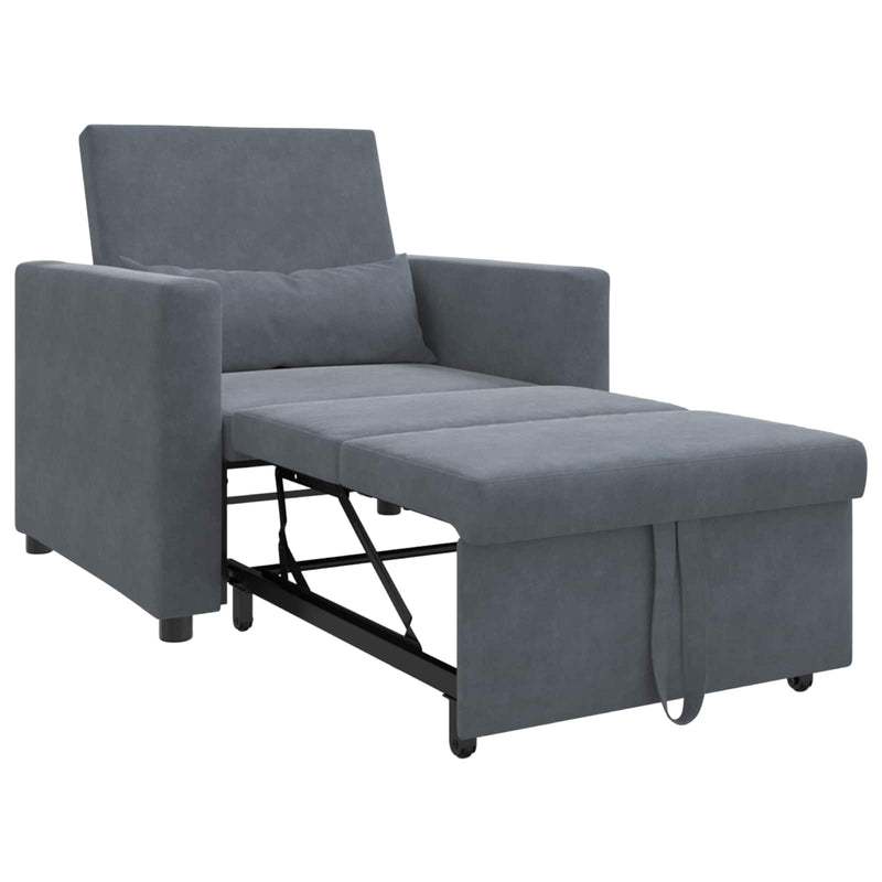 vidaXL Pull out Sofa Bed Single Dark grey 90 x 165 x 87 cm Velvet