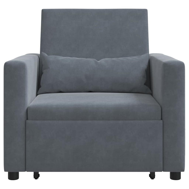 vidaXL Pull out Sofa Bed Single Dark grey 90 x 165 x 87 cm Velvet
