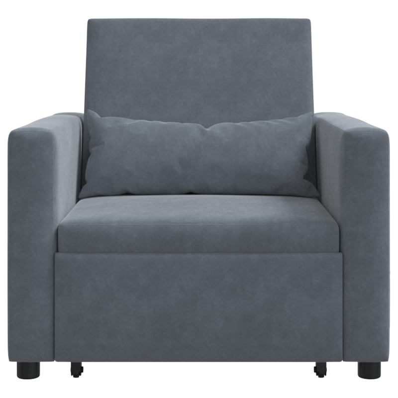 vidaXL Pull out Sofa Bed Single Dark grey 90 x 165 x 87 cm Velvet