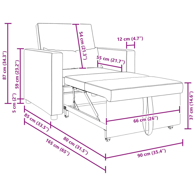 vidaXL Pull out Sofa Bed Single Dark grey 90 x 165 x 87 cm Velvet
