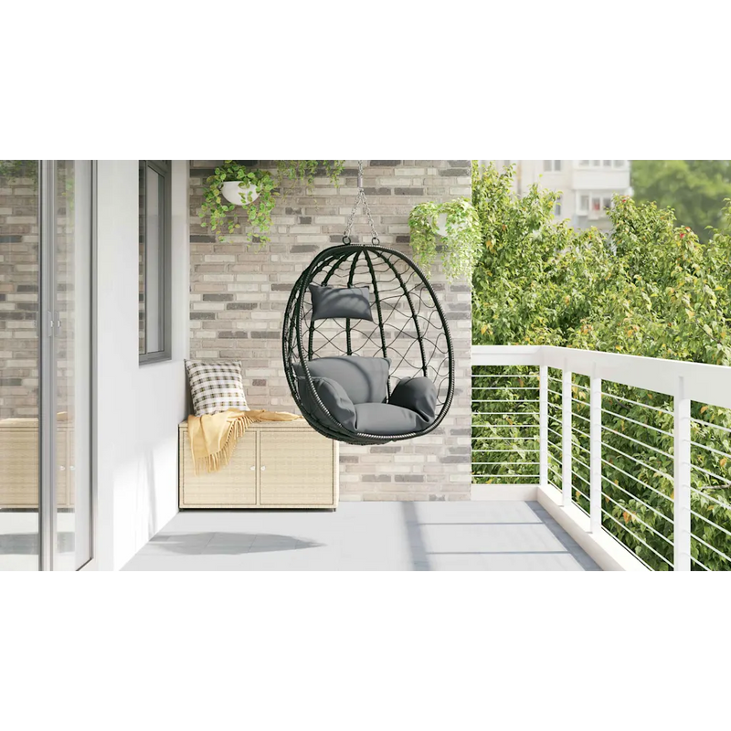Hanging Egg Chair Anthracite 91.5 x 54.5 x 107 cm Poly Rattan