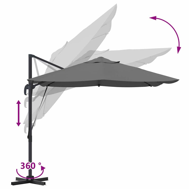 vidaXL Parasol Anthracite 351 x 250 x 260 cm Polyester and Aluminium