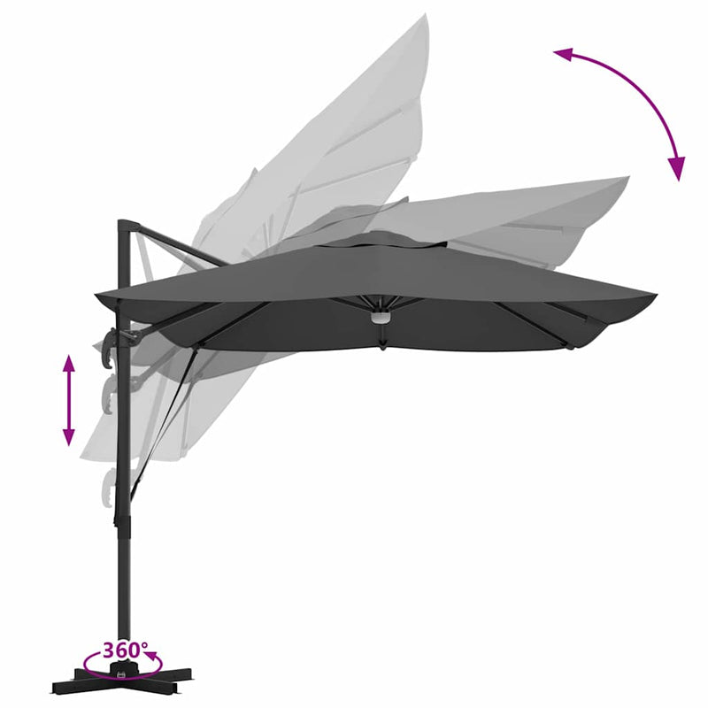 vidaXL Parasol Anthracite 351 x 250 x 253 cm Polyester and Aluminium