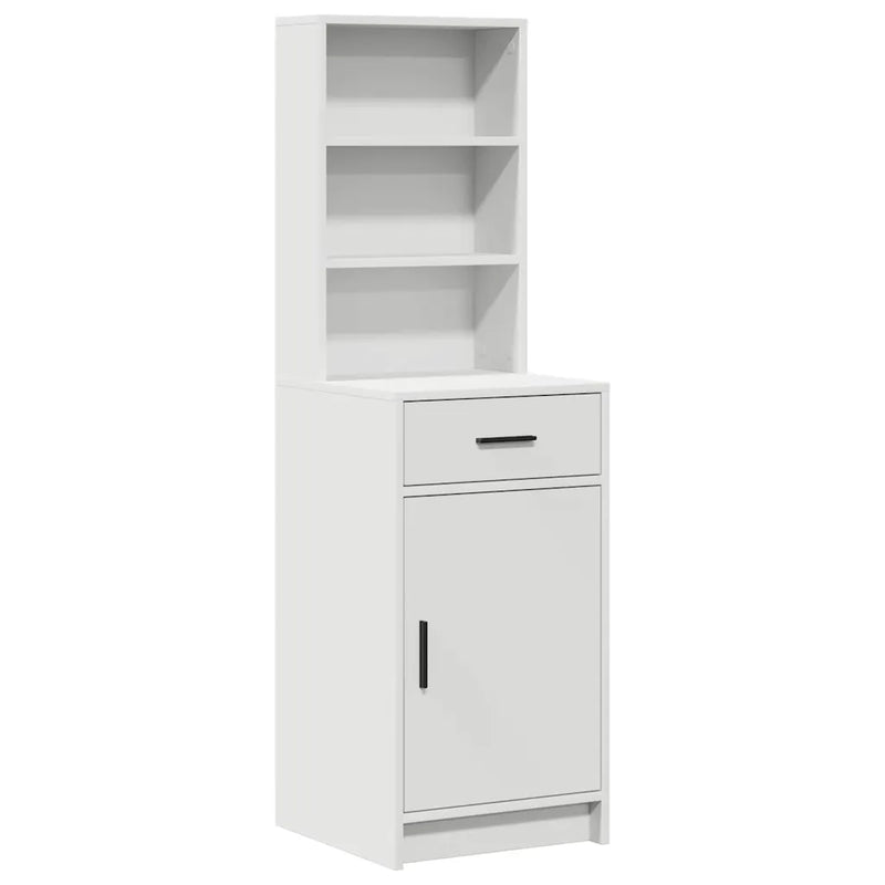 Dressing Table Set with LED 2 pcs White Engineered Wood