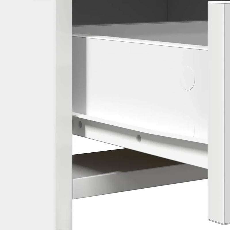 Dressing Table Set with LED 3 pcs White Engineered Wood