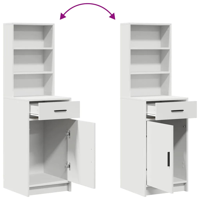 Dressing Table Set with LED 3 pcs White Engineered Wood