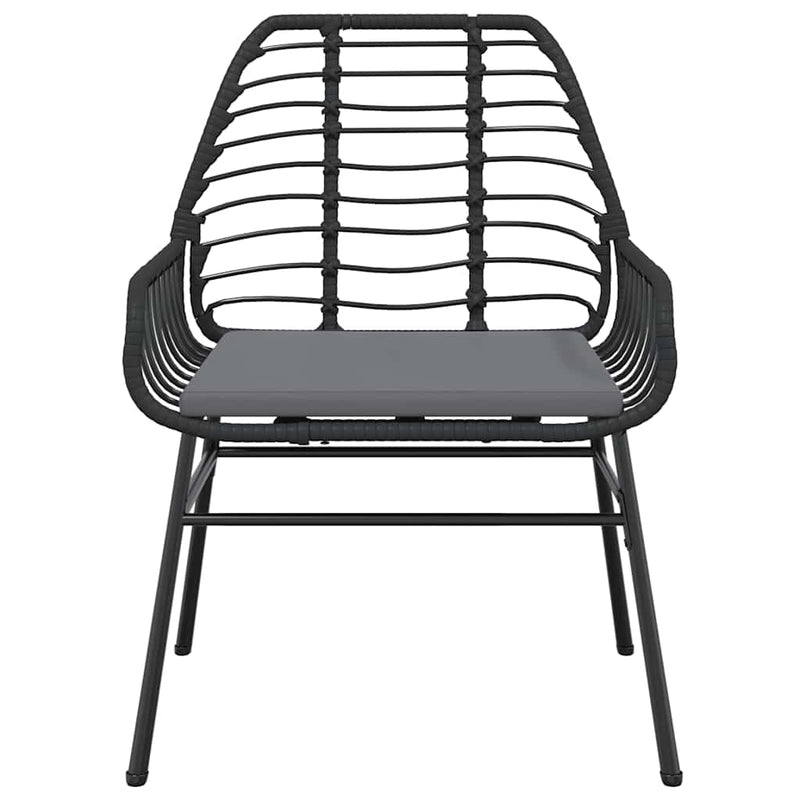 vidaXL 3 Piece Garden Dining Set with Cushions Black Poly Rattan Glass