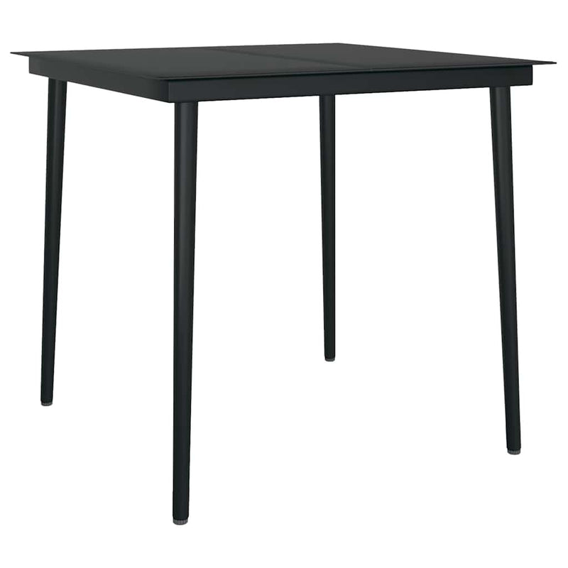 vidaXL 3 Piece Garden Dining Set with Cushions Black Poly Rattan Glass
