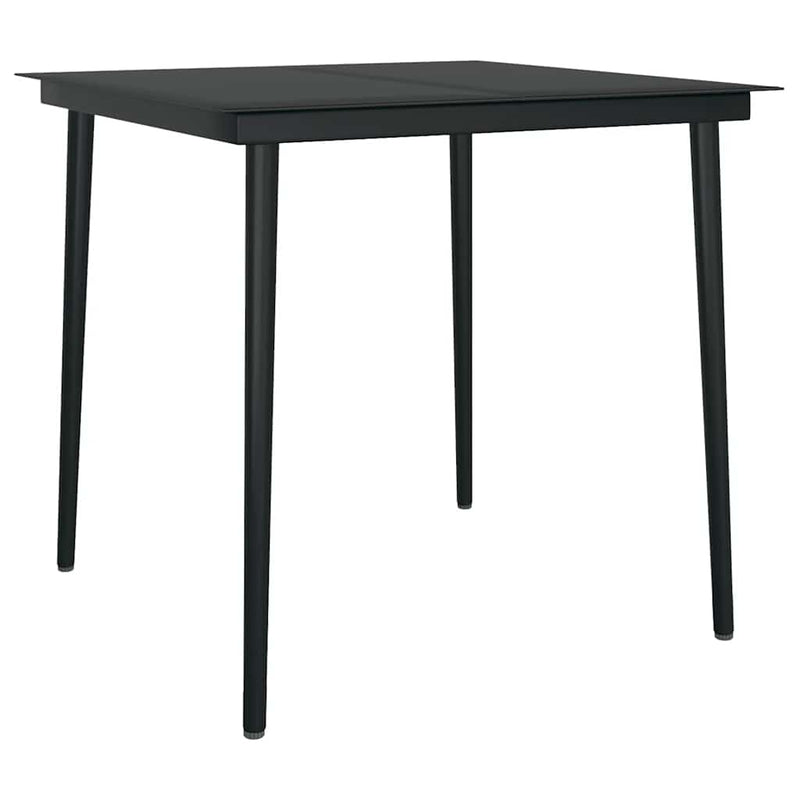 vidaXL 5 Piece Garden Dining Set with Cushions Black Poly Rattan Glass