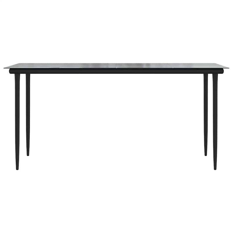 vidaXL 5 Piece Garden Dining Set with Cushions Black Poly Rattan Glass