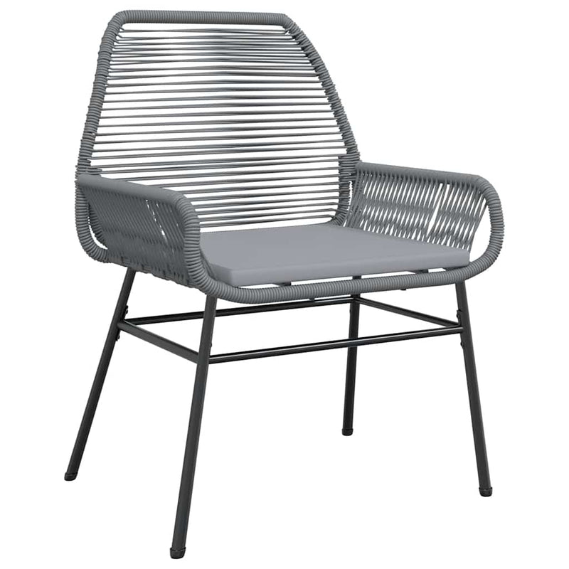 vidaXL 3 Piece Garden Dining Set with Cushions Grey Poly Rattan Glass