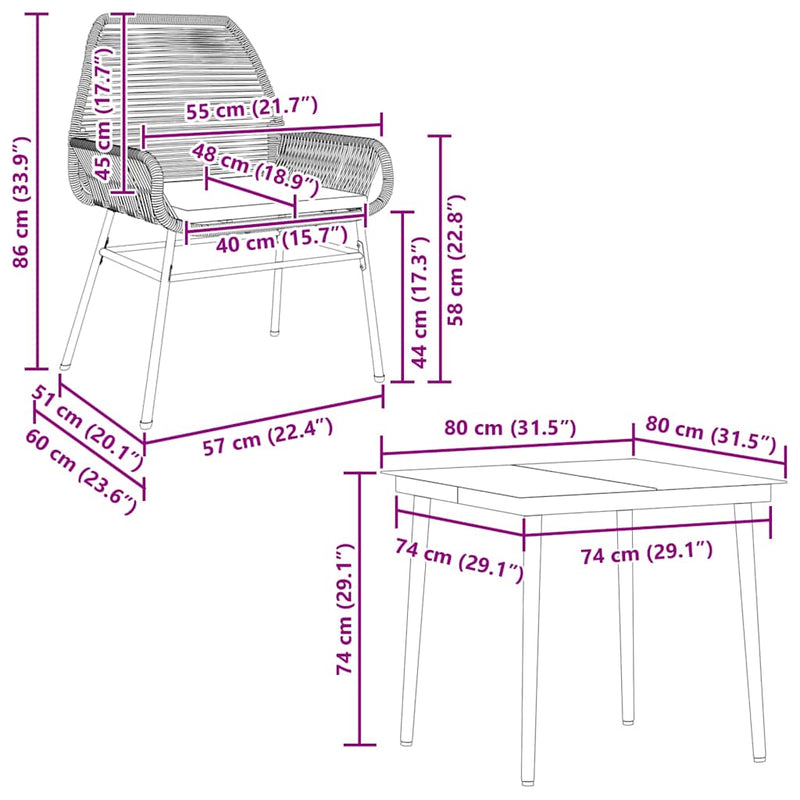 vidaXL 5 Piece Garden Dining Set with Cushions Grey Poly Rattan Glass