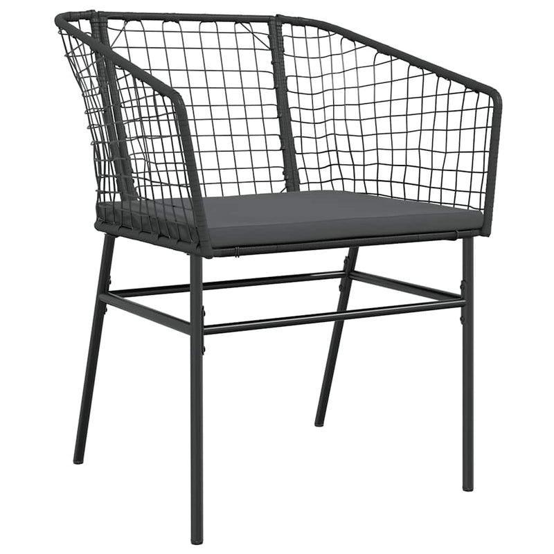 vidaXL 3 Piece Garden Dining Set with Cushions Black Poly Rattan Glass