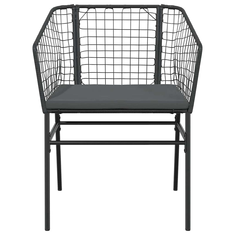 vidaXL 3 Piece Garden Dining Set with Cushions Black Poly Rattan Glass
