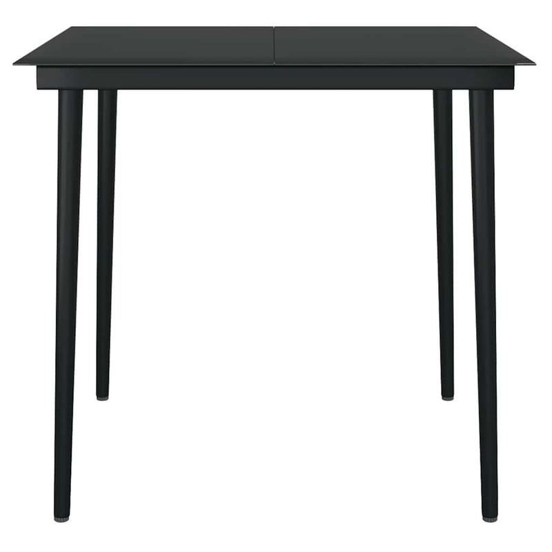 vidaXL 3 Piece Garden Dining Set with Cushions Black Poly Rattan Glass