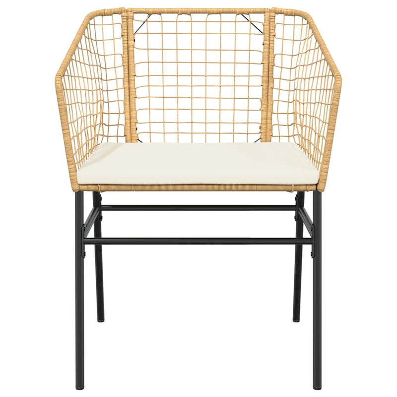 vidaXL 3 Piece Garden Dining Set with Cushions Brown Poly Rattan Glass