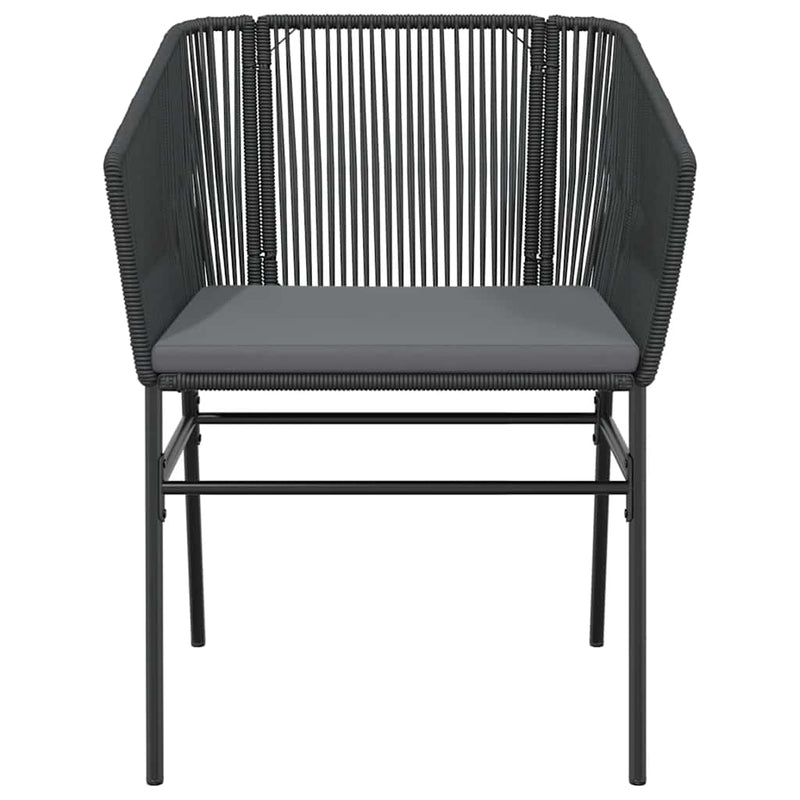 vidaXL 3 Piece Garden Dining Set with Cushions Black Poly Rattan Glass
