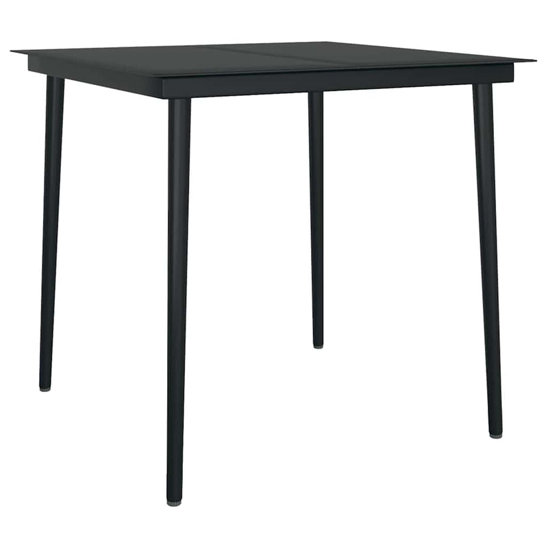 vidaXL 3 Piece Garden Dining Set with Cushions Black Poly Rattan Glass