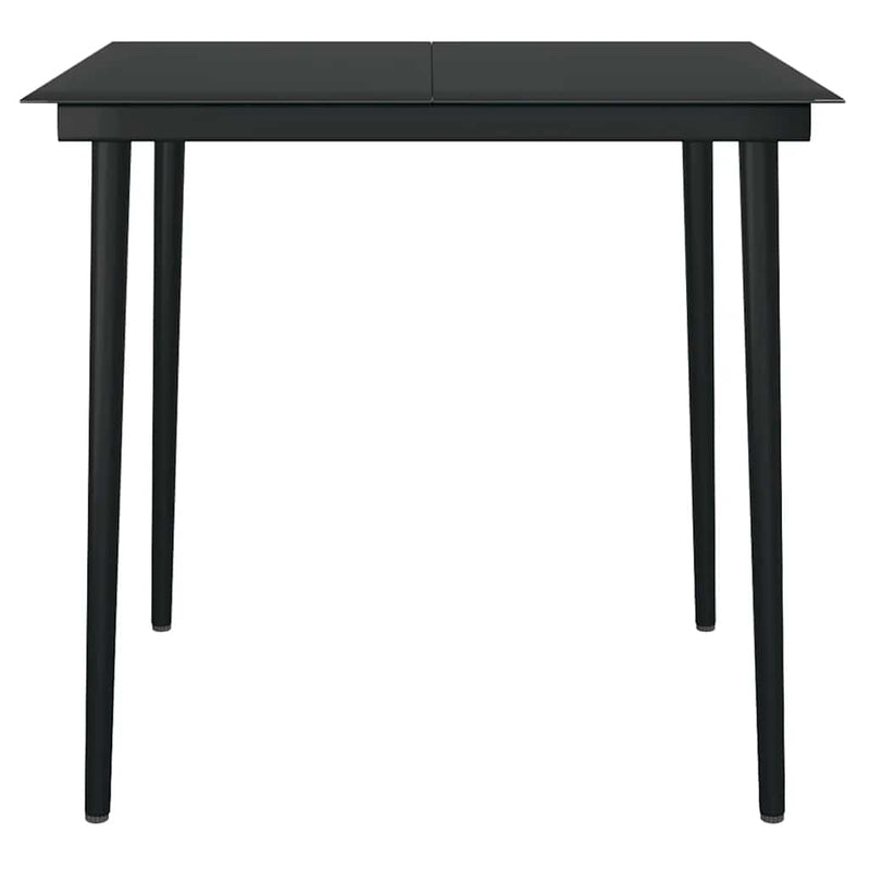 vidaXL 3 Piece Garden Dining Set with Cushions Black Poly Rattan Glass