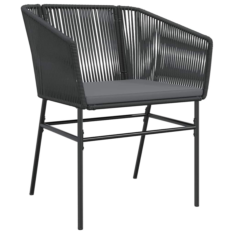 vidaXL 5 Piece Garden Dining Set with Cushions Black Poly Rattan Glass