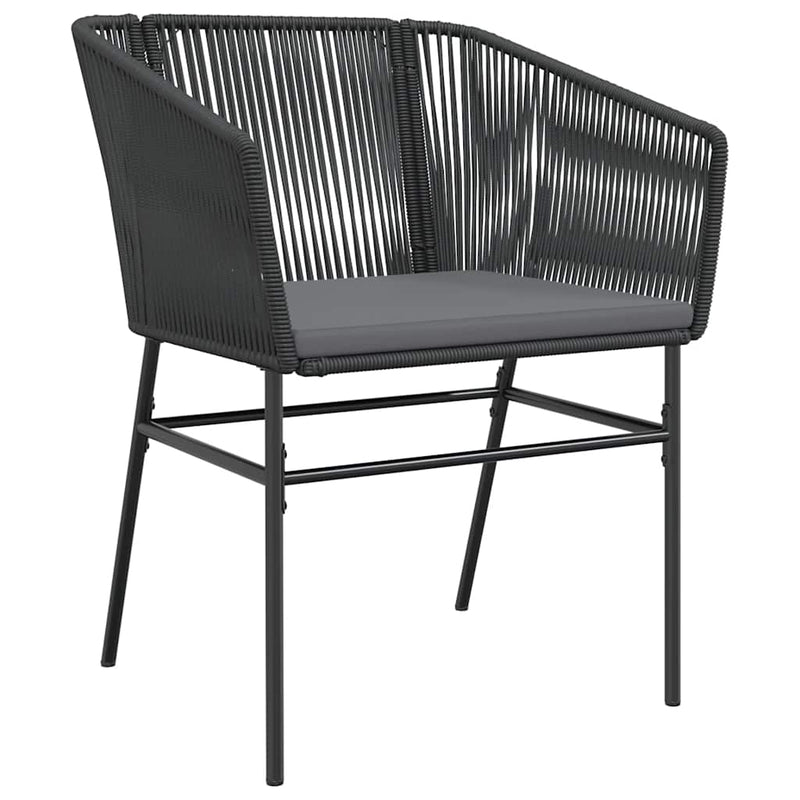 vidaXL 5 Piece Garden Dining Set with Cushions Black Poly Rattan Glass