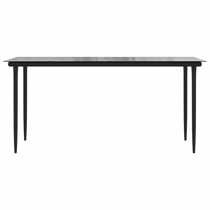 vidaXL 5 Piece Garden Dining Set with Cushions Black Poly Rattan Glass