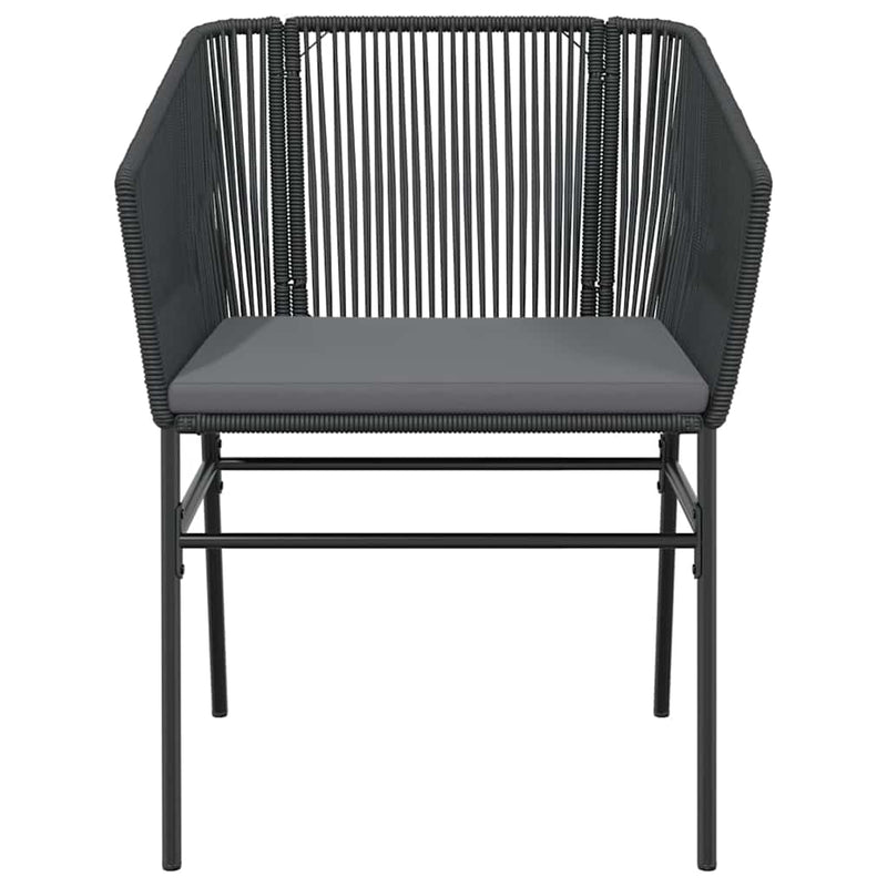 vidaXL 7 Piece Garden Dining Set with Cushions Black Poly Rattan Glass