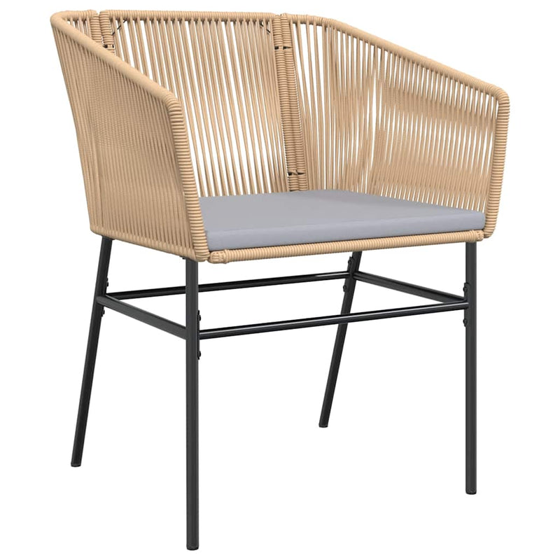 vidaXL 3 Piece Garden Dining Set with Cushions Brown Poly Rattan Glass