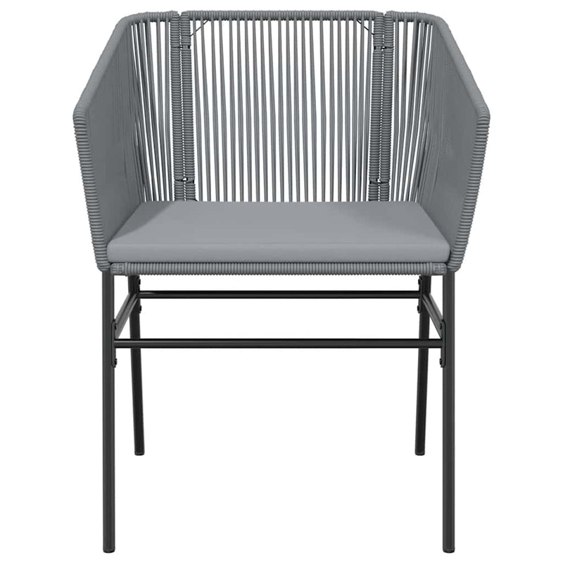 vidaXL 3 Piece Garden Dining Set with Cushions Grey Poly Rattan Glass