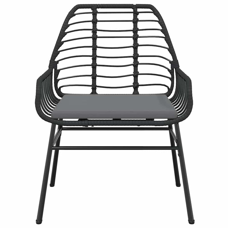 vidaXL 3 Piece Garden Dining Set with Cushions Black Poly Rattan Glass