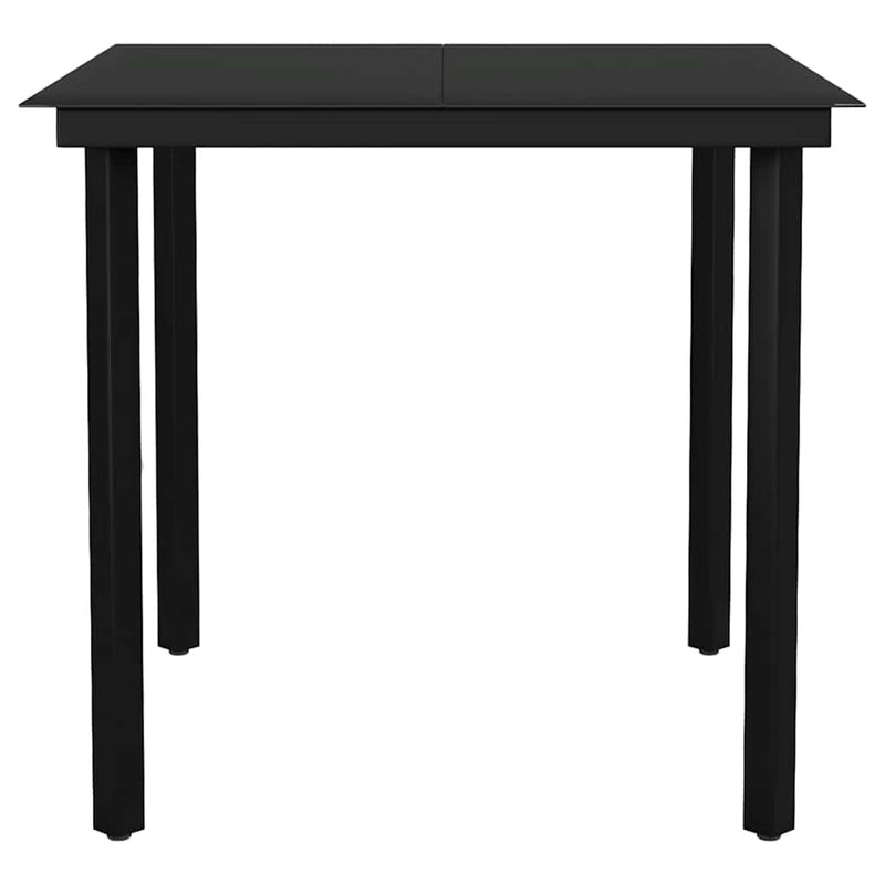 vidaXL 3 Piece Garden Dining Set with Cushions Black Poly Rattan Glass
