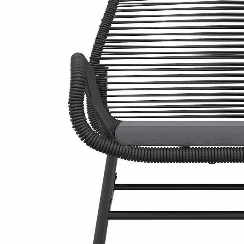 vidaXL 3 Piece Garden Dining Set with Cushions Black Poly Rattan Glass