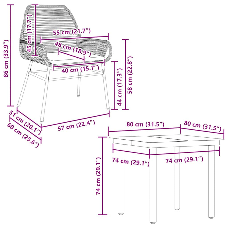 vidaXL 5 Piece Garden Dining Set with Cushions Black Poly Rattan Glass