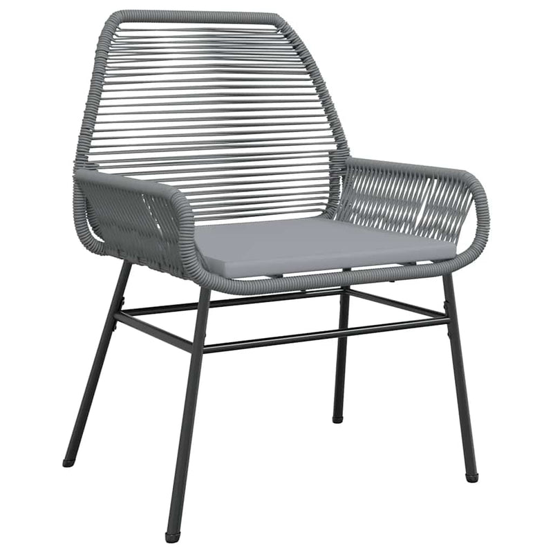 vidaXL 3 Piece Garden Dining Set with Cushions Grey Poly Rattan Glass