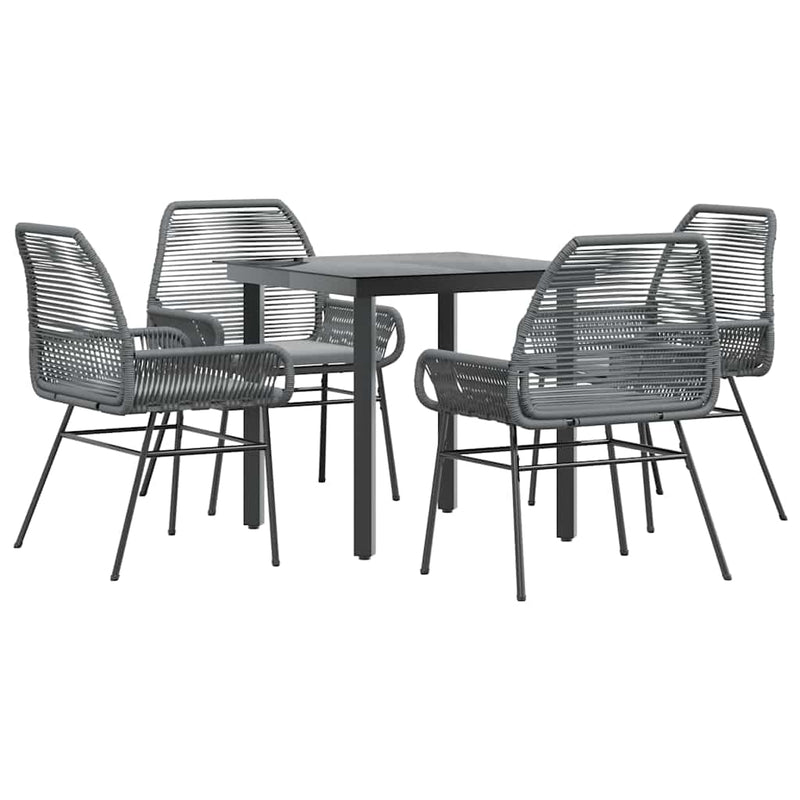 vidaXL 5 Piece Garden Dining Set with Cushions Grey Poly Rattan Glass