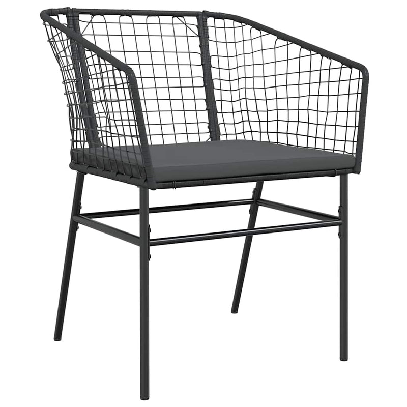 vidaXL 3 Piece Garden Dining Set with Cushions Black Poly Rattan Glass