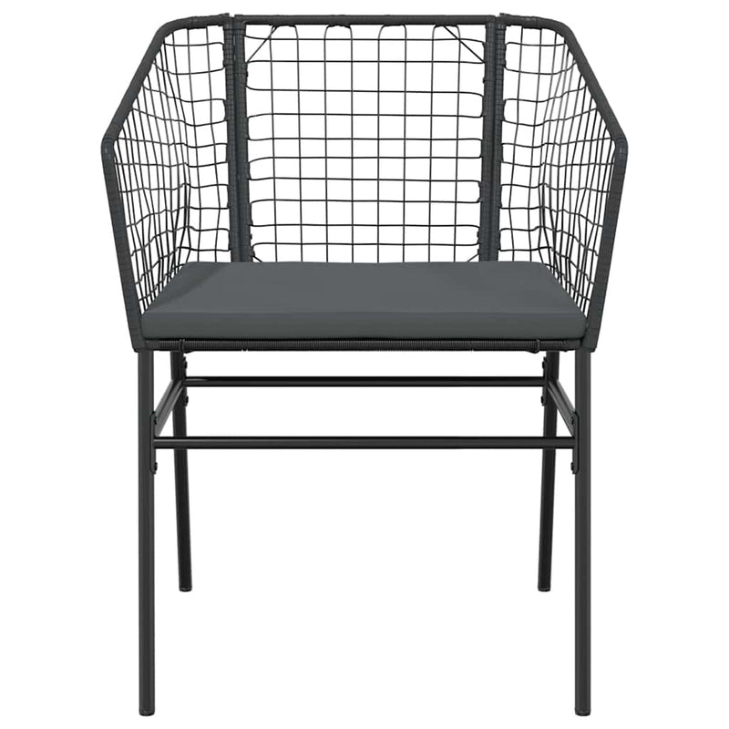 vidaXL 3 Piece Garden Dining Set with Cushions Black Poly Rattan Glass