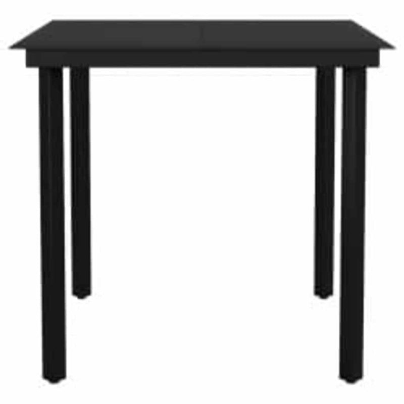 vidaXL 3 Piece Garden Dining Set with Cushions Black Poly Rattan Glass