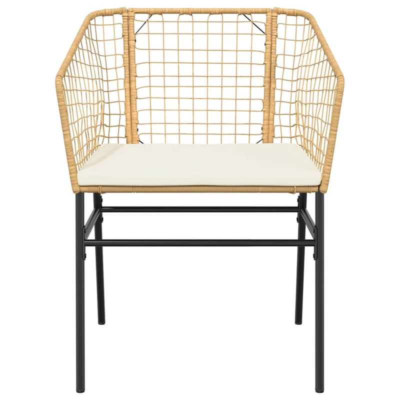 vidaXL 3 Piece Garden Dining Set with Cushions Brown Poly Rattan Glass