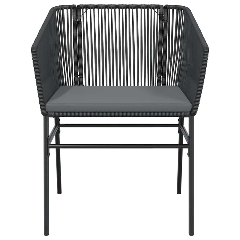 vidaXL 3 Piece Garden Dining Set with Cushions Black Poly Rattan Glass