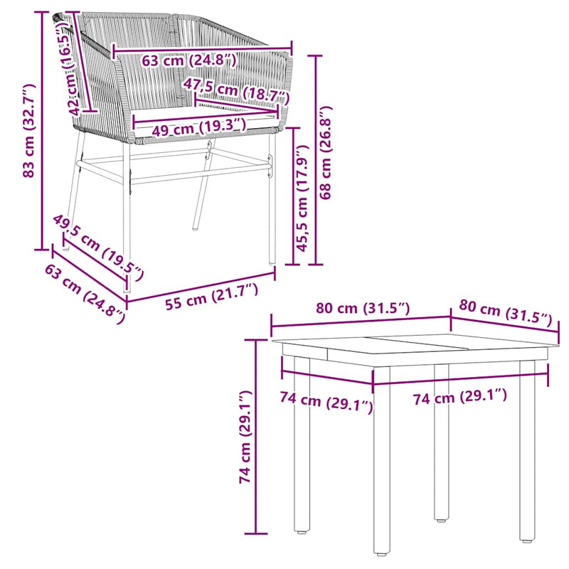 vidaXL 5 Piece Garden Dining Set with Cushions Black Poly Rattan Glass