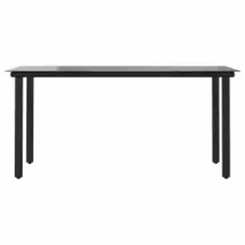 vidaXL 7 Piece Garden Dining Set with Cushions Black Poly Rattan Glass