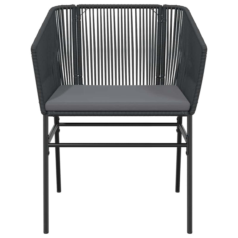 vidaXL 7 Piece Garden Dining Set with Cushions Black Poly Rattan Glass