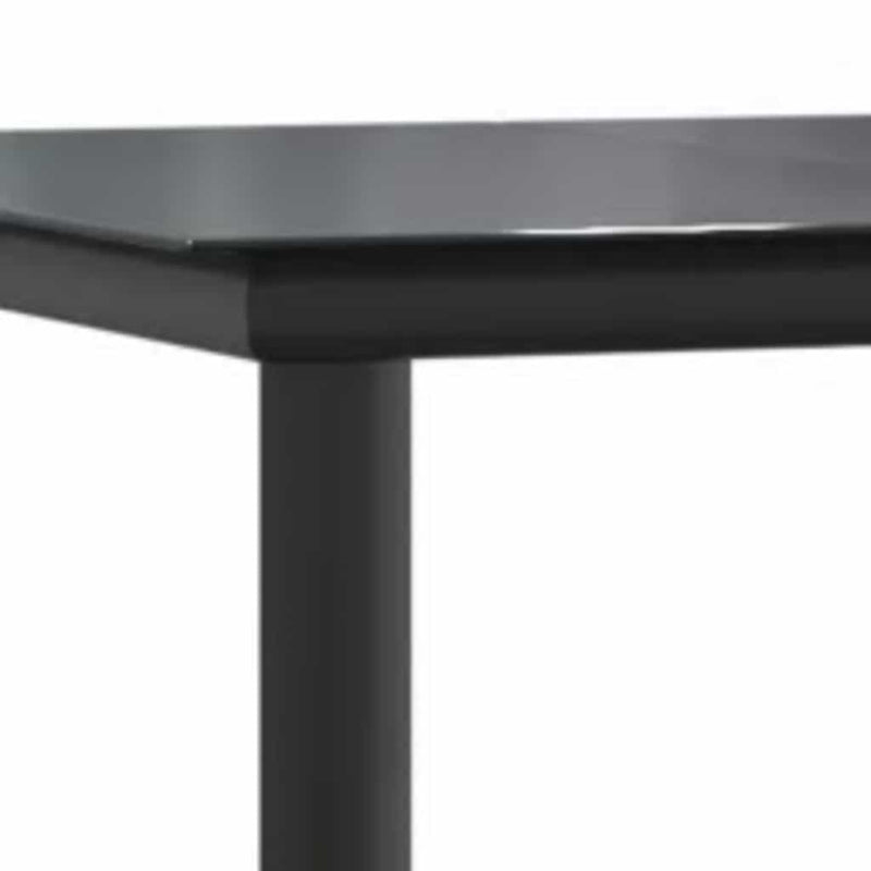 vidaXL 7 Piece Garden Dining Set with Cushions Black Poly Rattan Glass