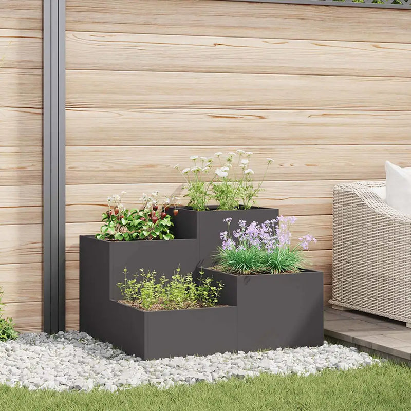 Garden Planter Black 80 x 80 x 60 cm Steel