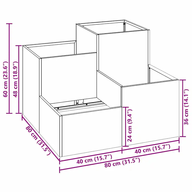 Garden Planter Rusty 80 x 80 x 60 cm Weathering Steel