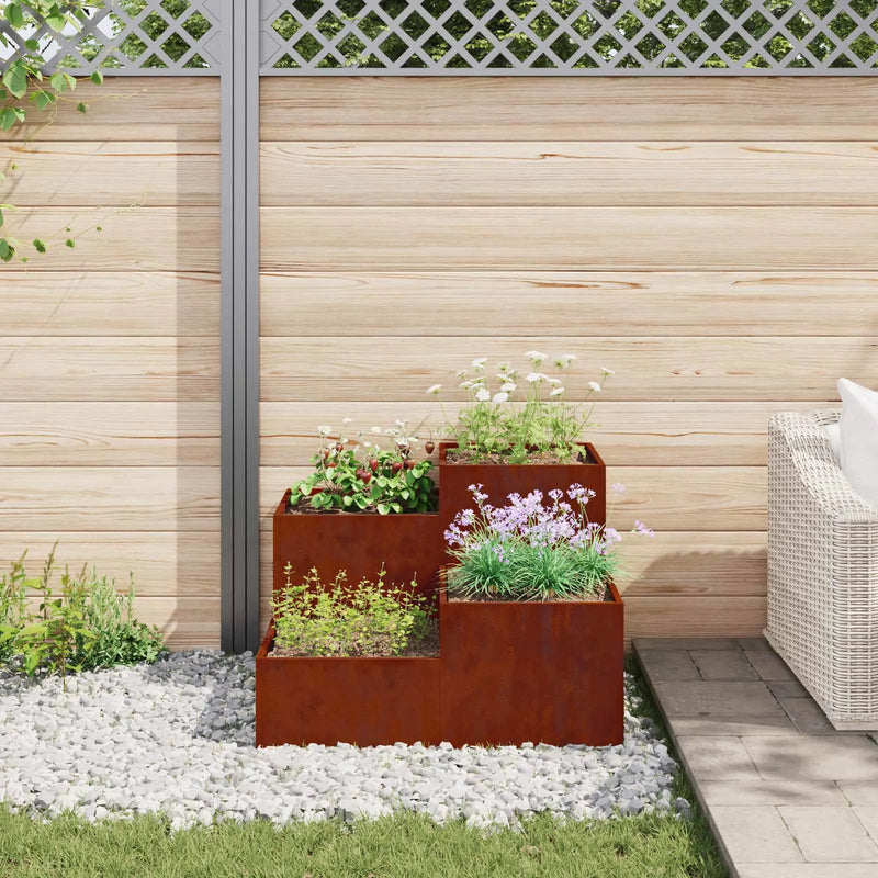 Garden Planter Rusty 80 x 80 x 60 cm Weathering Steel