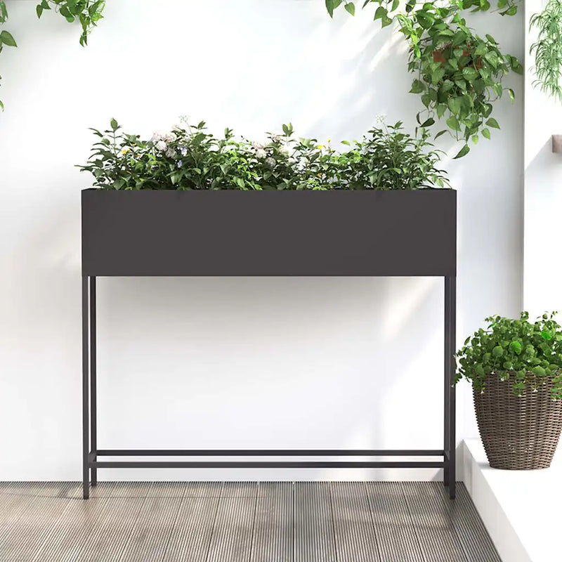 Raised Garden Planter Black 100 x 26 x 82 cm Steel