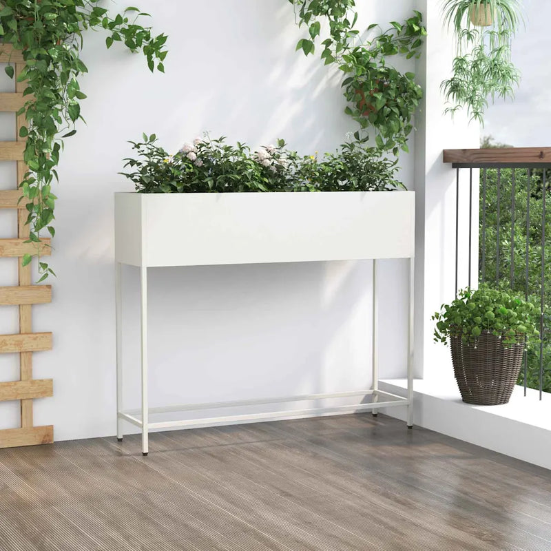 Raised Garden Planter White 100 x 26 x 82 cm Steel