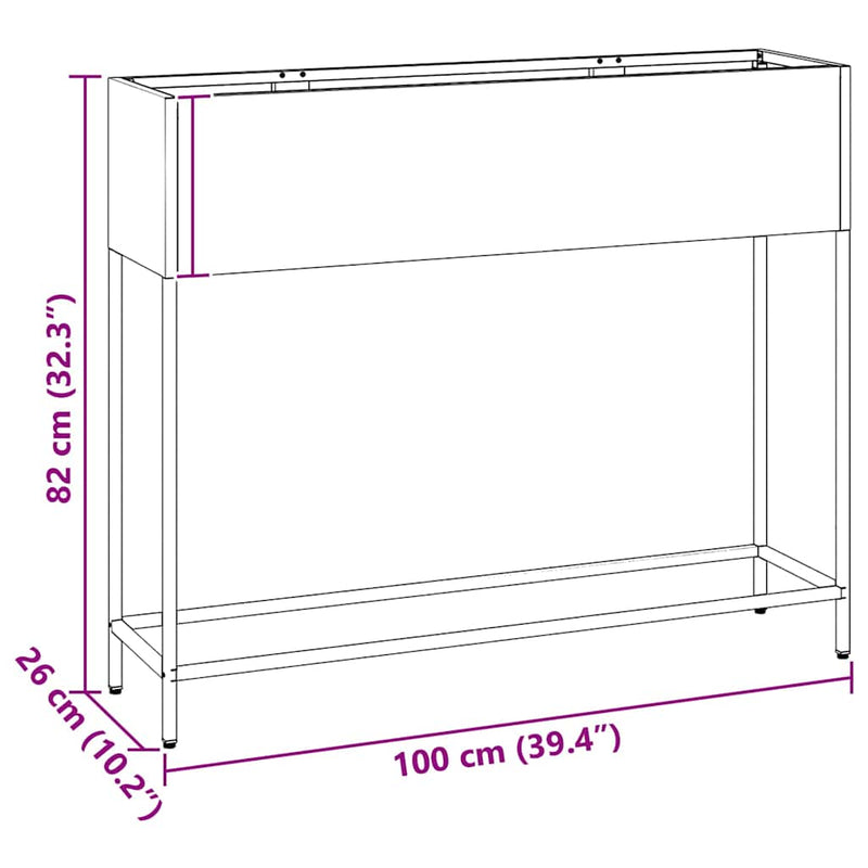 vidaXL Raised Garden Planter Anthracite 100 x 26 x 82 cm Steel